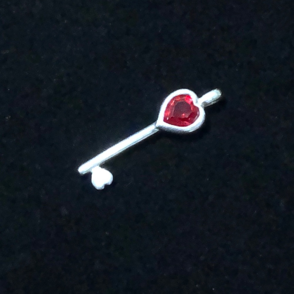 .925 Silver Heart Key Pendant or Charm